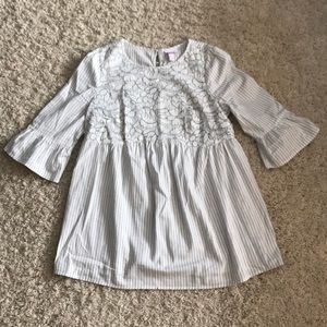 White Stripe and Lace Maternity Blouse